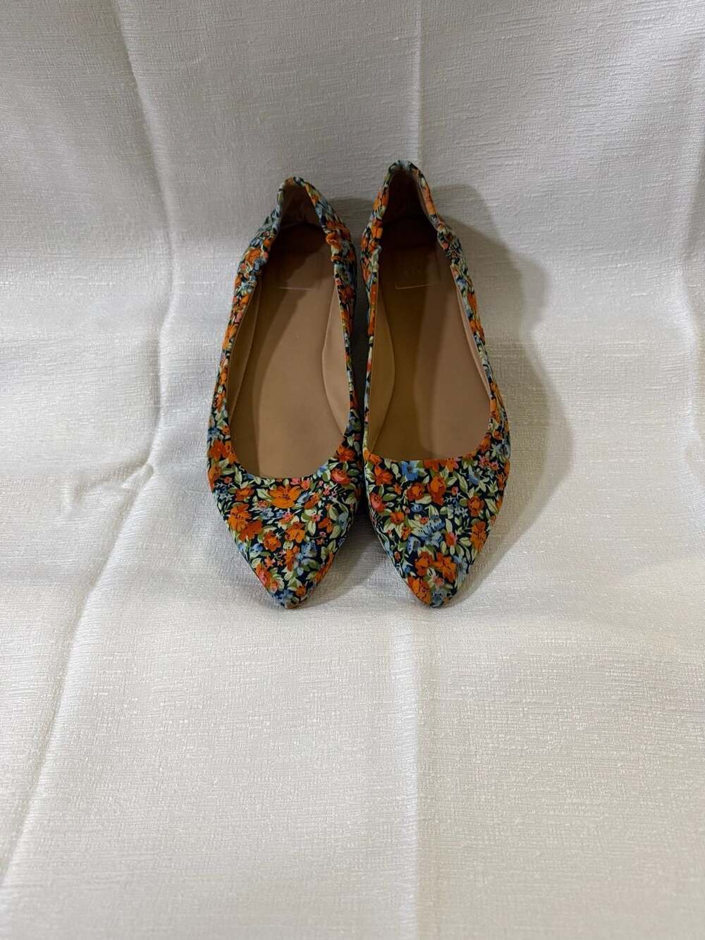 Kaari Blue Floral Pointed Toe Ballet Flats